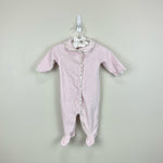 Load image into Gallery viewer, Jacadi Paris Pink Velour Ruffle Footie 3 Months
