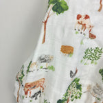 Load image into Gallery viewer, Angel Dear Organic Cotton Muslin Retro Sunsuit Romper Farm Friends 6-12 Months
