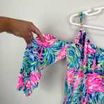 Load image into Gallery viewer, Lilly Pulitzer Girls Candice Romper Multi Flamenco Beach L 8-10
