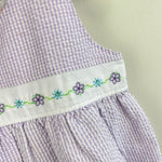 Load image into Gallery viewer, Vintage Y2K Carter's Purple Seersucker Stripe Flower Romper 18 Months
