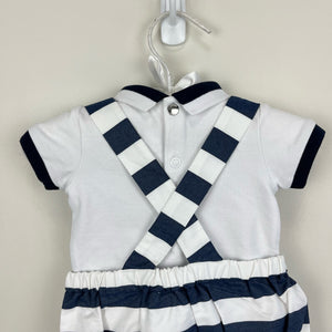 Jacadi Paris Striped Bubble Shortall Romper Set 3 Months