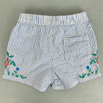 Load image into Gallery viewer, Mini Boden Embroidered Tie Waist Shorts Bright Bluebell Ticking 8
