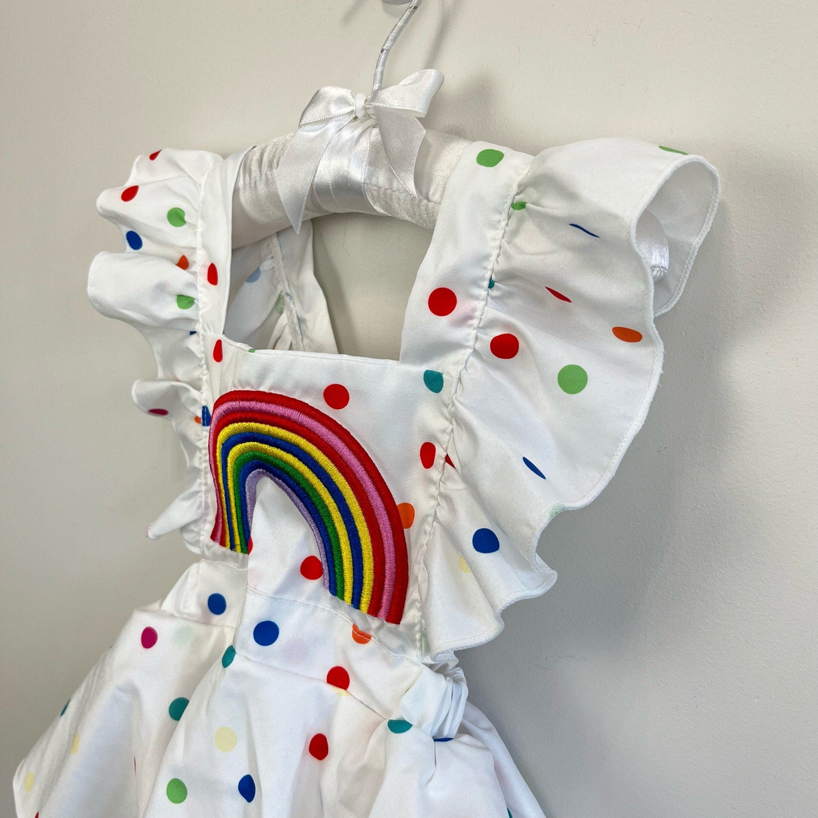 Baby Girl Rainbow Polka Dot Ruffle Romper 70 cm