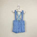 Load image into Gallery viewer, Janie and Jack Chambray Blue Suspender Shorts 18-24 Months
