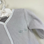 Load image into Gallery viewer, Kissy Kissy Gray Velour Hedgehog Footie 6-9 Months
