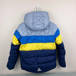 Load image into Gallery viewer, L.L. Bean Kids Down Jacket Colorblock Blue Yellow Citron M 10/12
