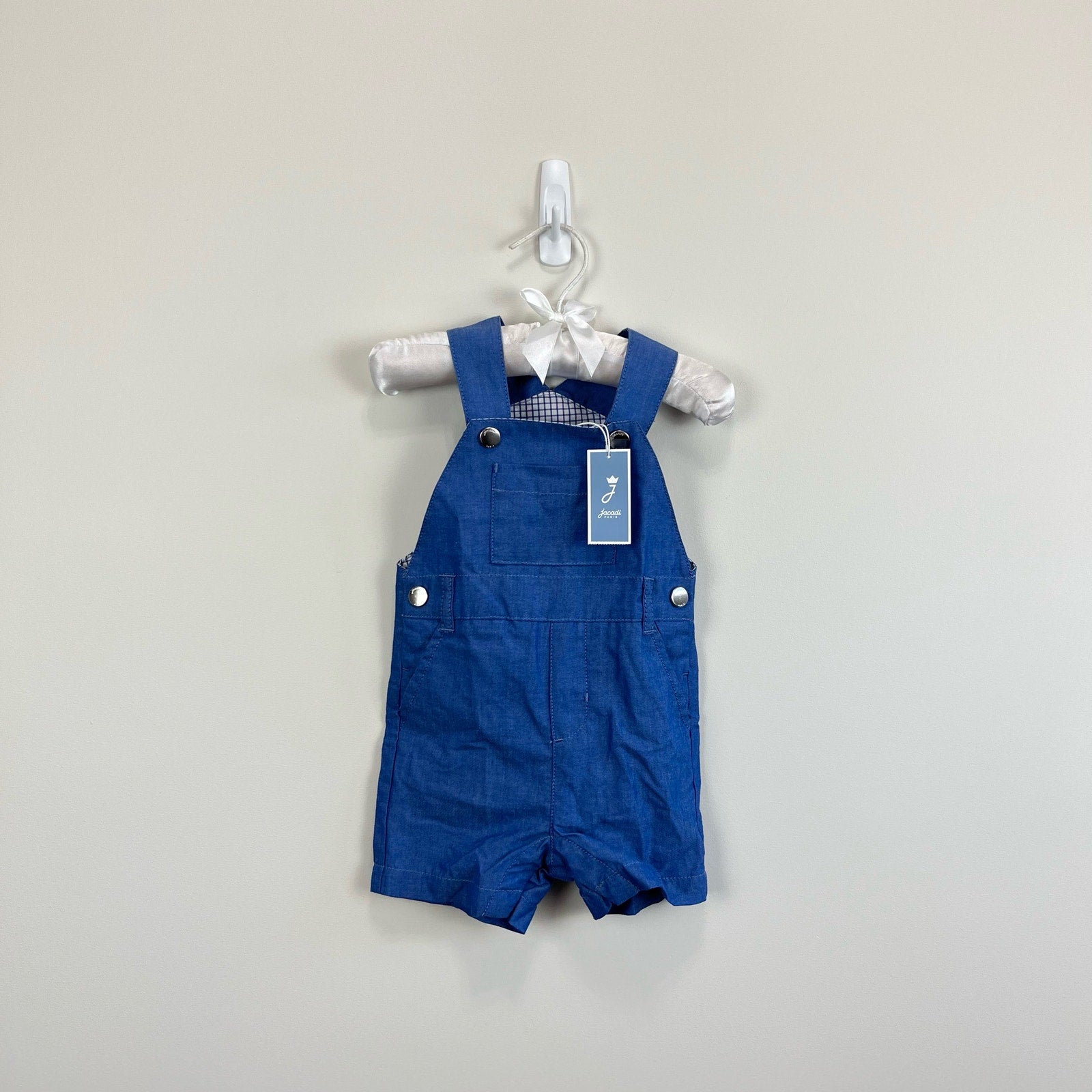 Jacadi Paris Chambray Blue Shortalls 6 Months NWT