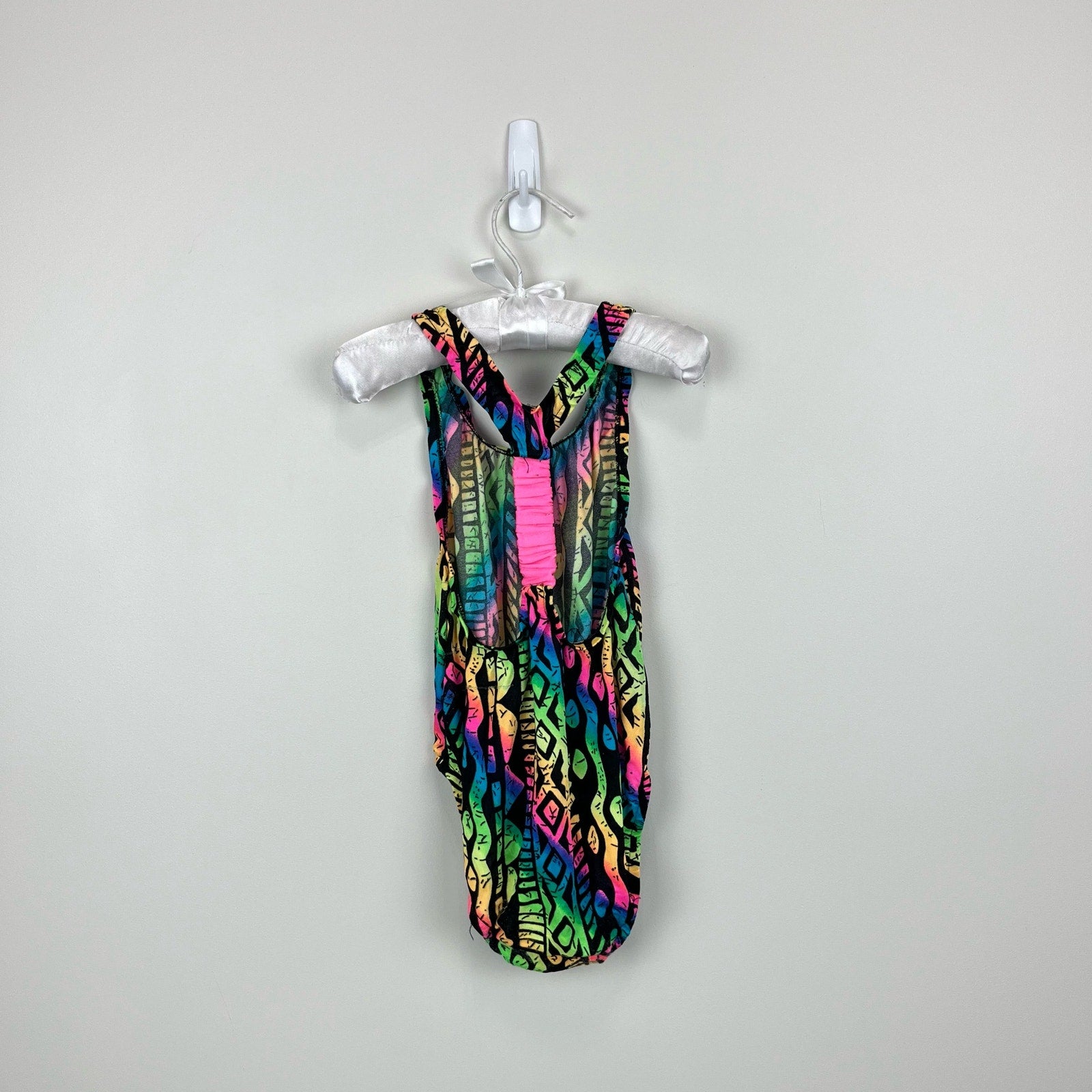 Vintage Neon Rainbow Printed Bathing Suit 8 USA