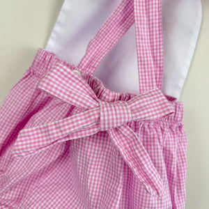 Will'Beth Pink Gingham Bunny Sun Suit Romper 0 Months