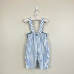 Load image into Gallery viewer, Vintage Blue &amp; White Striped Suspender Pants 12 Months USA
