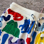Load image into Gallery viewer, Mini Boden Kids' Pet Print Cotton Joggers Oatmeal Rainbow Pets 7-8 NWT
