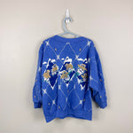 Load image into Gallery viewer, Vintage Hello Teddy by Spumoni Puff Paint Blue Ski Bear Sweatshirt 7/8 USA
