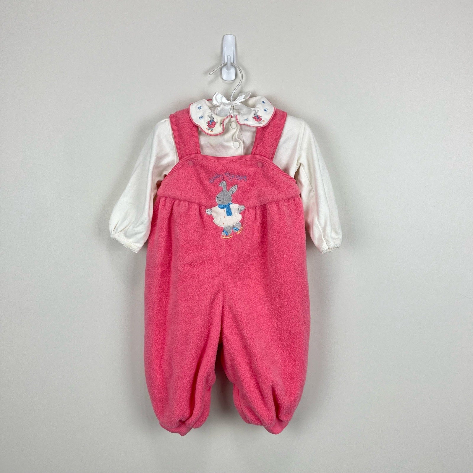 Vintage OshKosh B'gosh Ice Skating Bunny Overalls Set 6-9 Months