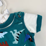 Load image into Gallery viewer, Hanna Andersson Baby Print Overalls &amp; T-Shirt Set Green Dino 0-3 Months
