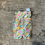Load image into Gallery viewer, JoJo Maman Bebe Pretty Ruffle Shoulder Sunsuit Tropical Animals 0-3 Months NWT
