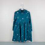 Load image into Gallery viewer, Hanna Andersson Long Sleeve Green Star Dress Silver Stardust on Everglade 120 cm 6-7
