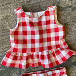 Load image into Gallery viewer, Janie &amp; Jack Island Punch Gingham Peplum Top and Ponte Short 6-12 Months
