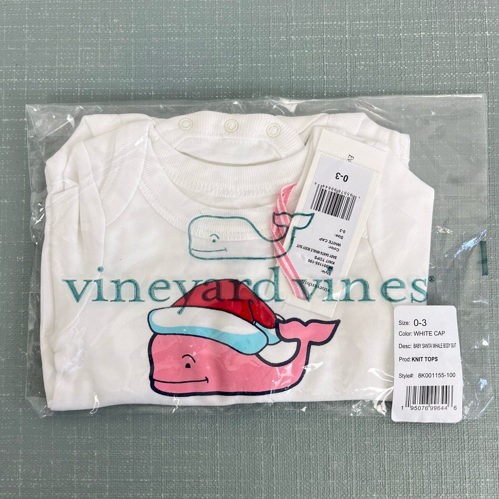 Vineyard Vines Baby Santa Whale Bodysuit 0-3 Months NWT