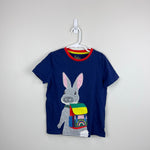 Load image into Gallery viewer, Mini Boden Lift-the-Flap Applique School Bunny T-Shirt Starboard Blue 7-8
