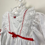 Load image into Gallery viewer, Vintage Winnie the Pooh White Lace Red Ribbon Bow Dress 3T USA
