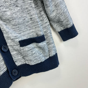 Early Days Gray and Navy Cardigan Sweater 6-9 Months