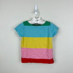 Load image into Gallery viewer, Mini Boden Chunky Rainbow Striped Short Sleeve Breton Tee Shirt 3-4
