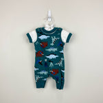 Load image into Gallery viewer, Hanna Andersson Baby Print Overalls &amp; T-Shirt Set Green Dino 0-3 Months
