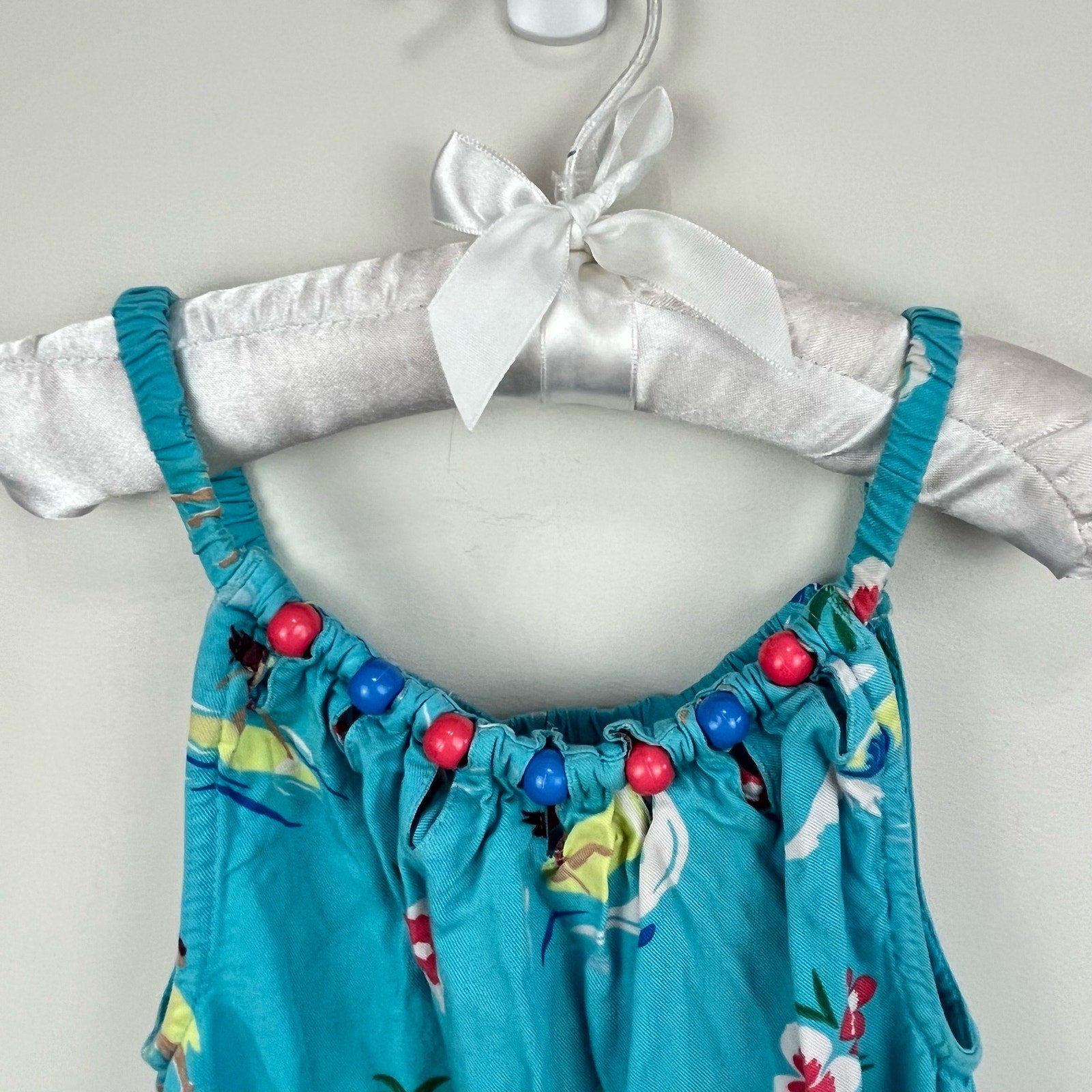 Mini Boden Bead Playsuit Romper Corsica Blue Island Adventure 6-7