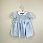 Load image into Gallery viewer, Petit Ami Smocked Short Sleeve Blue Dress 9 Months
