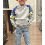 Load image into Gallery viewer, Mini Boden Rainbow Stripe Hoodie Grey Marl 11-12
