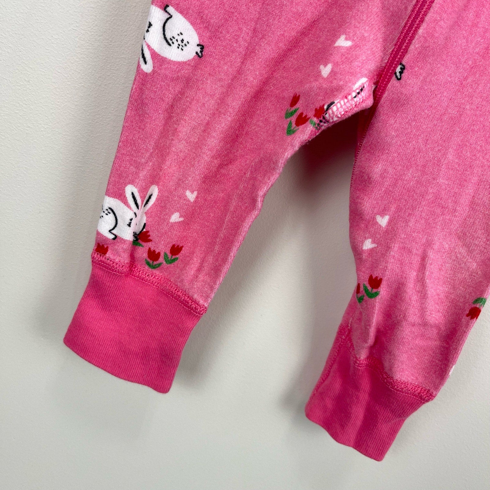 Hanna Andersson Pink Bunny Rabbit PJs 60 cm 6-9 Months