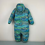 Load image into Gallery viewer, Patagonia Baby Reversible Puff-Ball Bunting Blue Green Waves 18 Months
