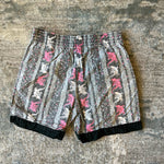 Load image into Gallery viewer, Vintage California Splash Gray Black Pink Gecko Beach Shorts 10-12 USA
