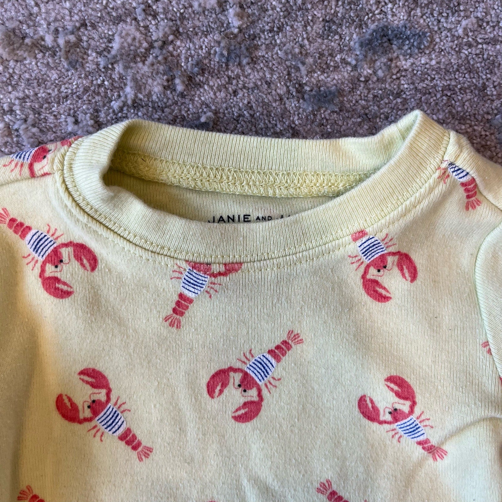 Janie and Jack Elgin Yellow Lobster Print Pajamas 6-12 Months