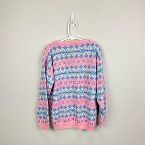 Vintage Picame Pink Fair Isle Sweater 10/12 USA