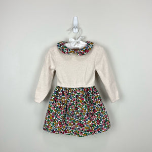 Mini Boden Cosy Floral Sweater Cord Dress 6-12 Months