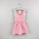 Load image into Gallery viewer, Vintage Bee Mine Pink Seersuck Stripe Lace Ruffle Pinafore Dress 3T
