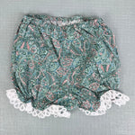 Load image into Gallery viewer, Vintage Janes Green Paisley Floral Lace Dress &amp; Bloomers Set Baby Girl
