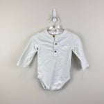 Load image into Gallery viewer, Janie and Jack Baby Henley Long Sleeve Bodysuit Jet Ivory 6-12 Months
