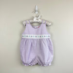 Load image into Gallery viewer, Vintage Y2K Carter's Purple Seersucker Stripe Flower Romper 18 Months
