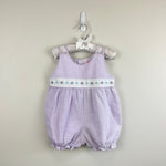 Load image into Gallery viewer, Vintage Y2K Carter's Purple Seersucker Stripe Flower Romper 18 Months
