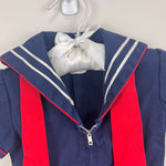 Load image into Gallery viewer, Vintage Navy Blue Sailor Suit Romper 18 Months
