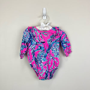 Lilly Pulitzer Girls Velma Bodysuit Mandevilla Pink New Kids on the Dock 3-6 Months