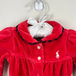 Load image into Gallery viewer, Ralph Lauren Festive Red Velour Footie 3 Months
