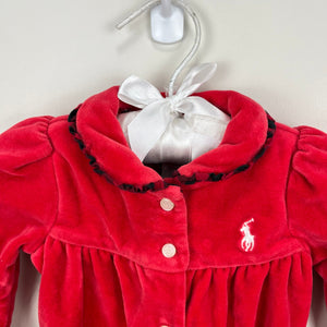 Ralph Lauren Festive Red Velour Footie 3 Months