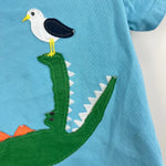 Load image into Gallery viewer, Mini Boden Short Sleeve Blue Applique T-Shirt Crocodile Bird 3-4
