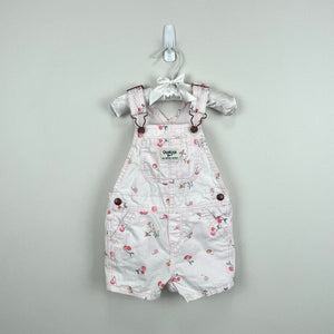 OshKosh B'gosh Pink Cherry Print Canvas Shortall 24 Months