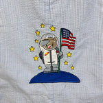 Load image into Gallery viewer, Vintage Samara Applique Teddy Bear Astronaut Jon Jon Shortall Romper 4T
