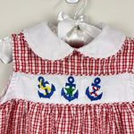 Load image into Gallery viewer, Vintage Samara Smocked Red Anchor Dress 18 Months
