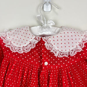 Vintage Red Ruffle Polka Dot Dress Medium USA